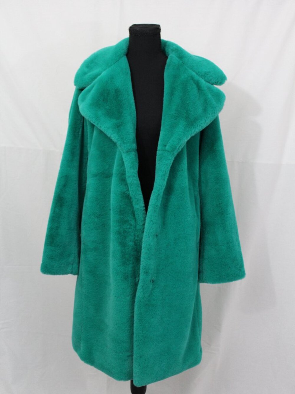 Avec Les Filles Emerald Green Plush Faux Fur Long Coat - Size XS